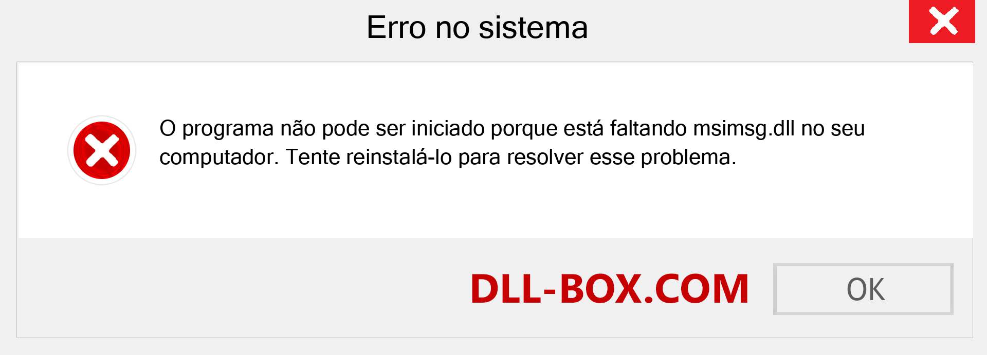 Arquivo msimsg.dll ausente ?. Download para Windows 7, 8, 10 - Correção de erro ausente msimsg dll no Windows, fotos, imagens